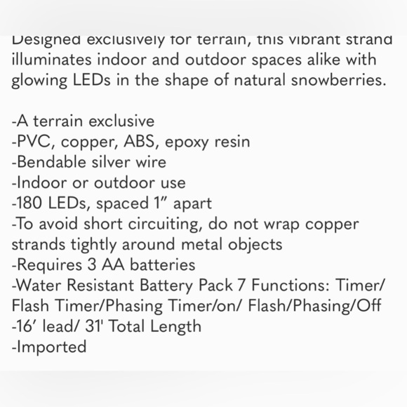 NWT Anthropologie Terrain Stargazer Snowberry Garland 15’ - Picture 4 of 16